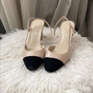 Marc Fisher Black and Cream Women's Heels